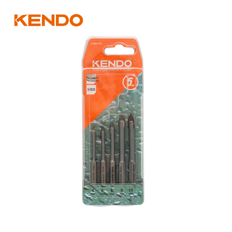 5pc Glass Drill Bit Set, Hex. Quick Change Shank