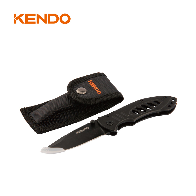 Stainless Steel Body Outdoor Folding Knife With Storage Nylon Pouch