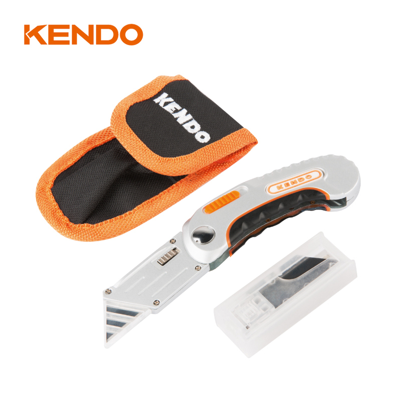 Zinc Alloy Body High End Dual Blade Folding Utility Knife With Retractable Blade For Multi-Function Extra 5Pc Sk5 Blades In A Dispenser Case