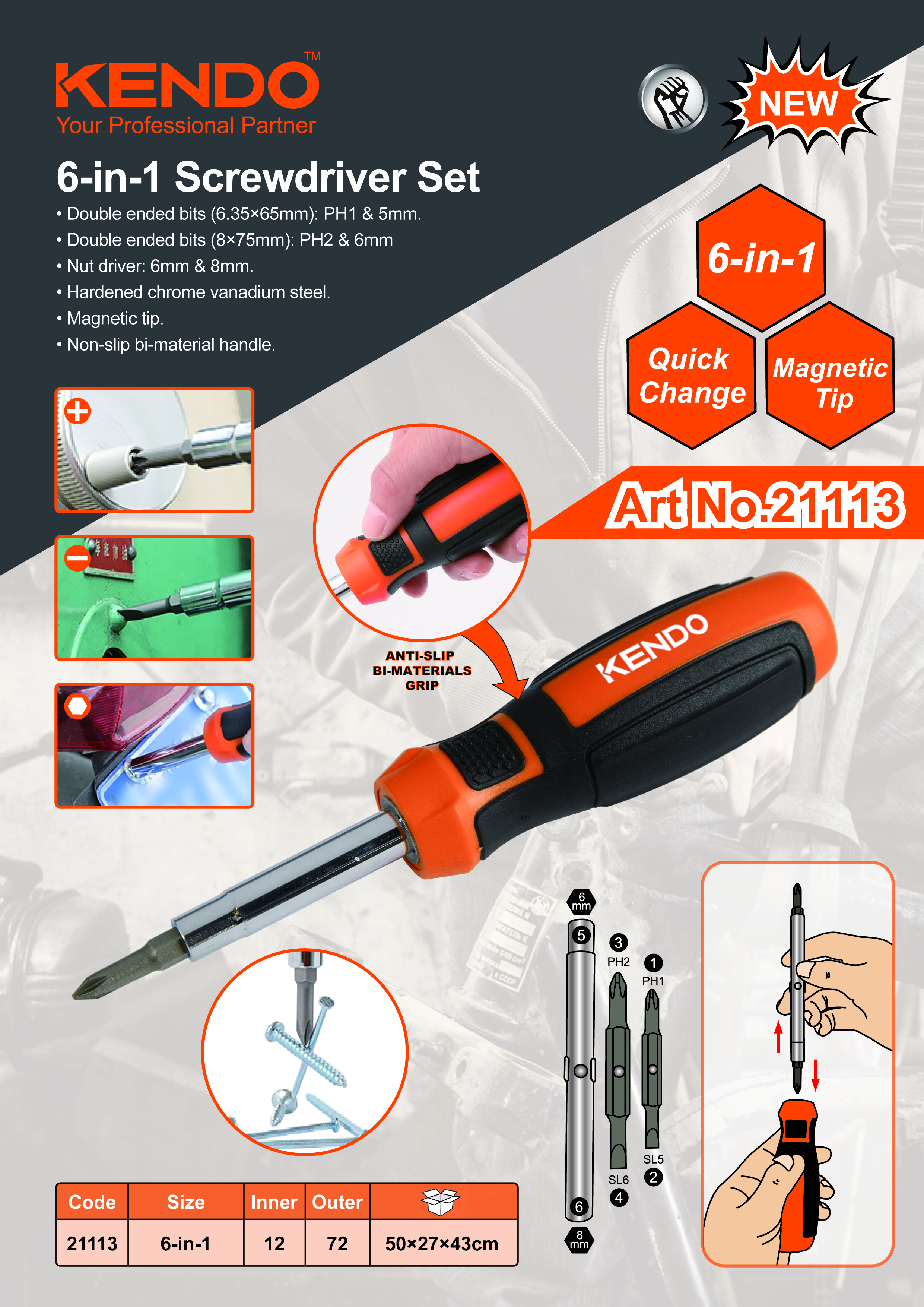 How to use the striking drive screwdriver set? 