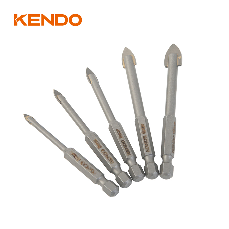 5pc Glass Drill Bit Set, Hex. Quick Change Shank