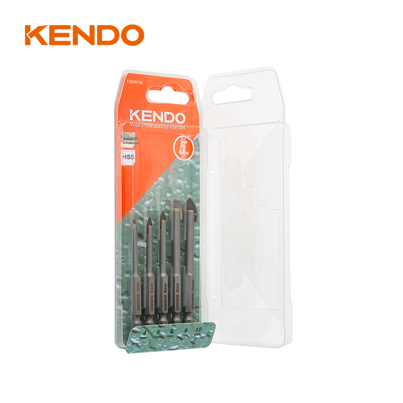 5pc Glass Drill Bit Set, Hex. Quick Change Shank