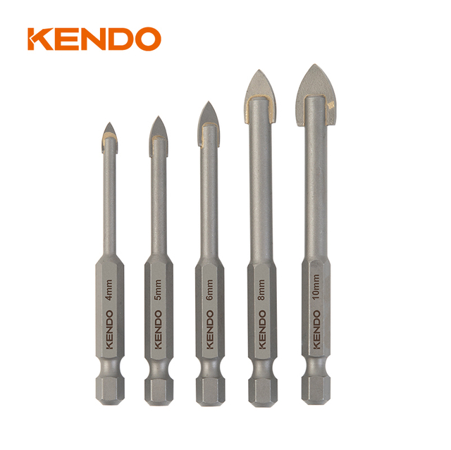 5pc Glass Drill Bit Set, Hex. Quick Change Shank