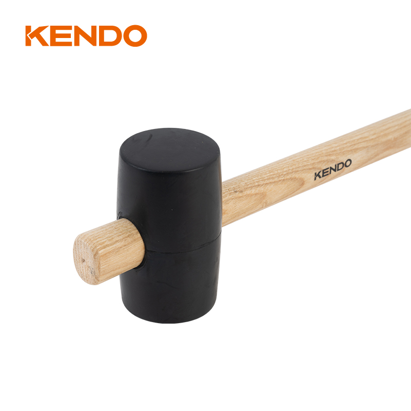 Rubber Mallet, Black,Wooden Handle