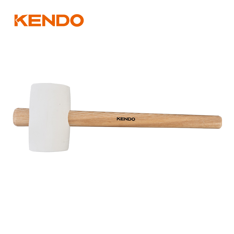 Rubber Mallet, White,Wooden Handle