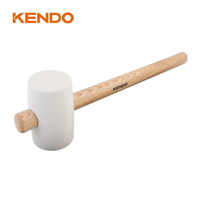 Rubber Mallet, White,Wooden Handle
