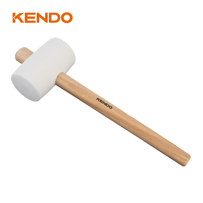 Rubber Mallet, White,Wooden Handle