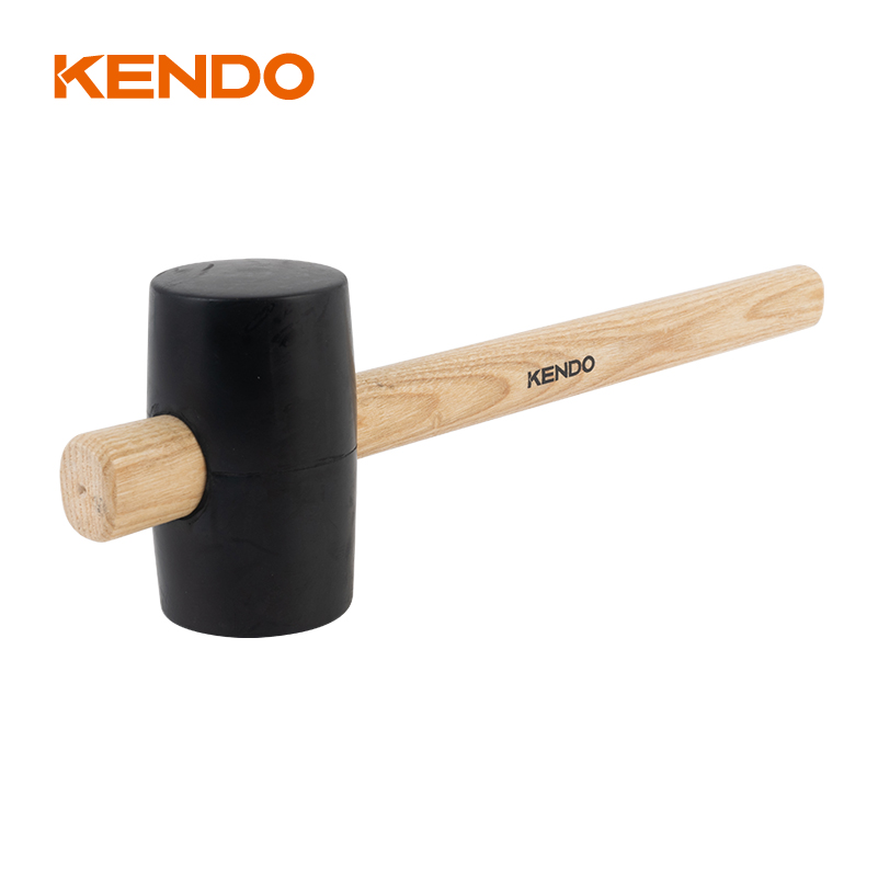 Rubber Mallet, Black,Wooden Handle