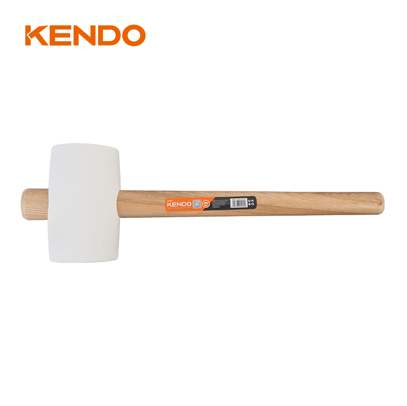 Rubber Mallet, White,Wooden Handle