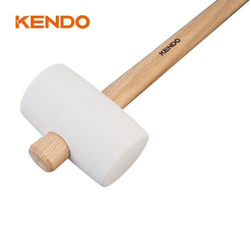 Rubber Mallet, White,Wooden Handle
