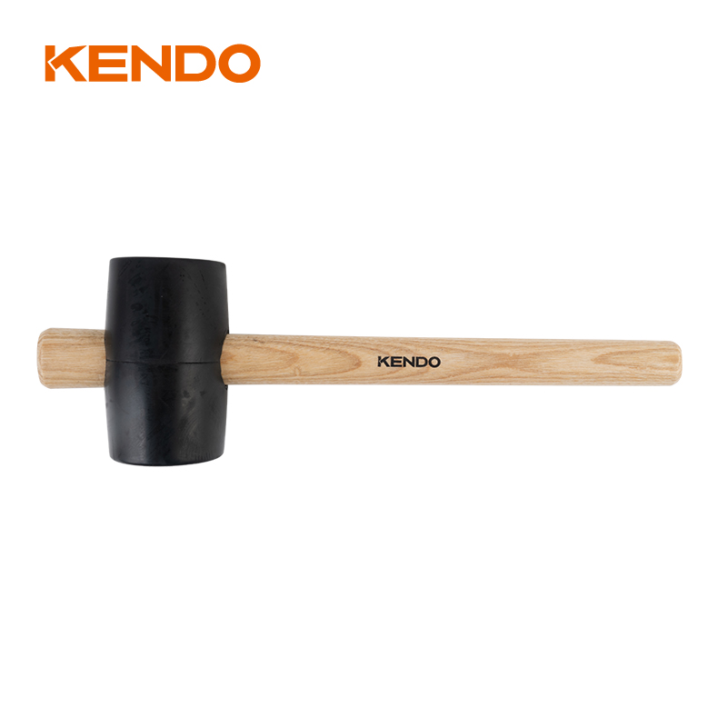 Rubber Mallet, Black,Wooden Handle