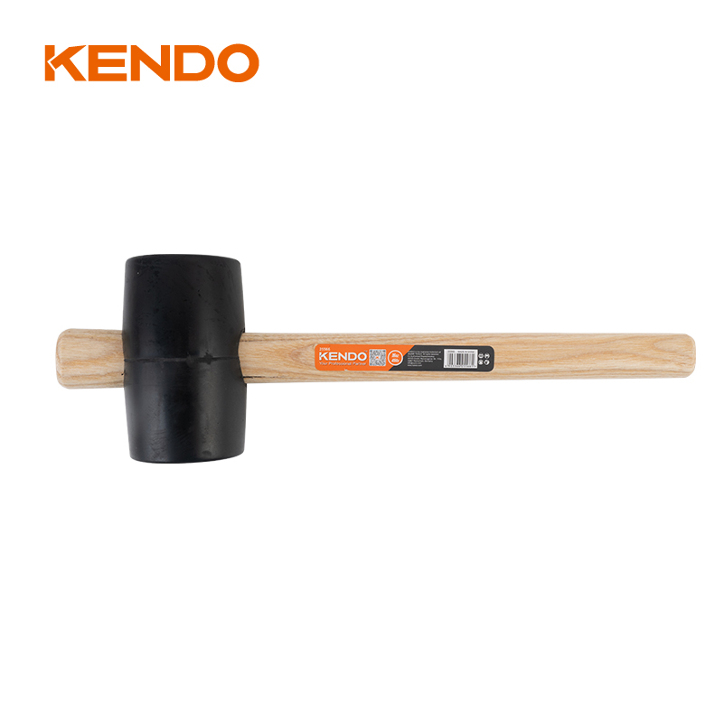 Rubber Mallet, Black,Wooden Handle