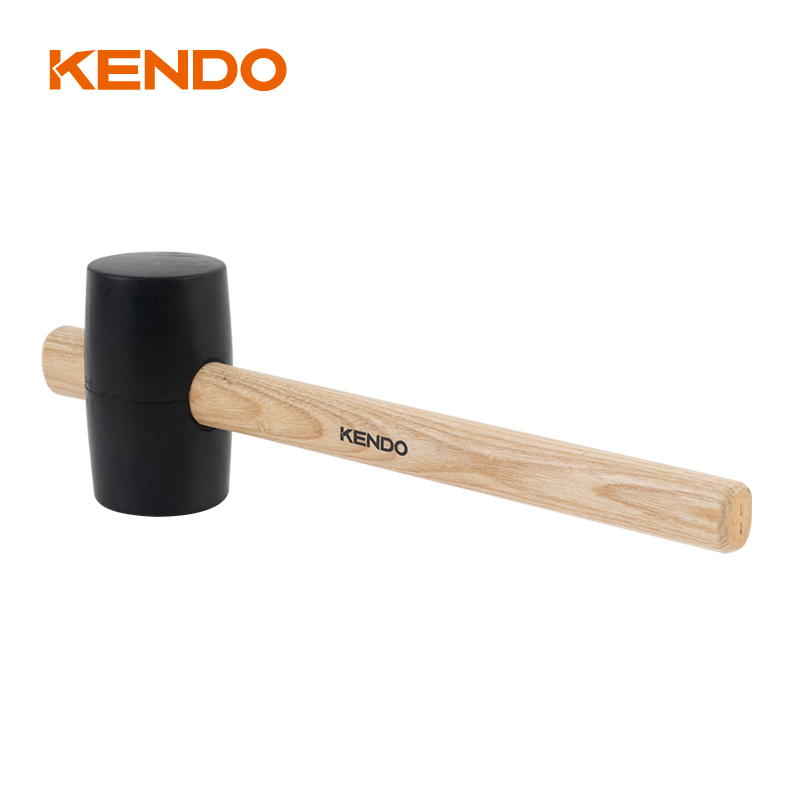 Rubber Mallet, Black,Wooden Handle