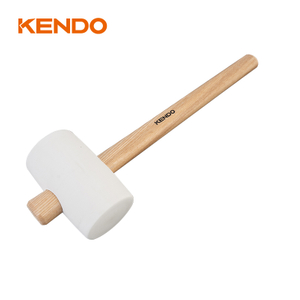 Rubber Mallet, White,Wooden Handle