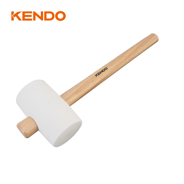 Rubber Mallet, White,Wooden Handle